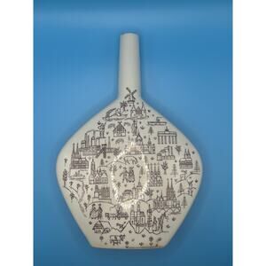 Vintage MCM Riemerschmid Escorial Amber Liqueur Bottle Vase Decanter Munich